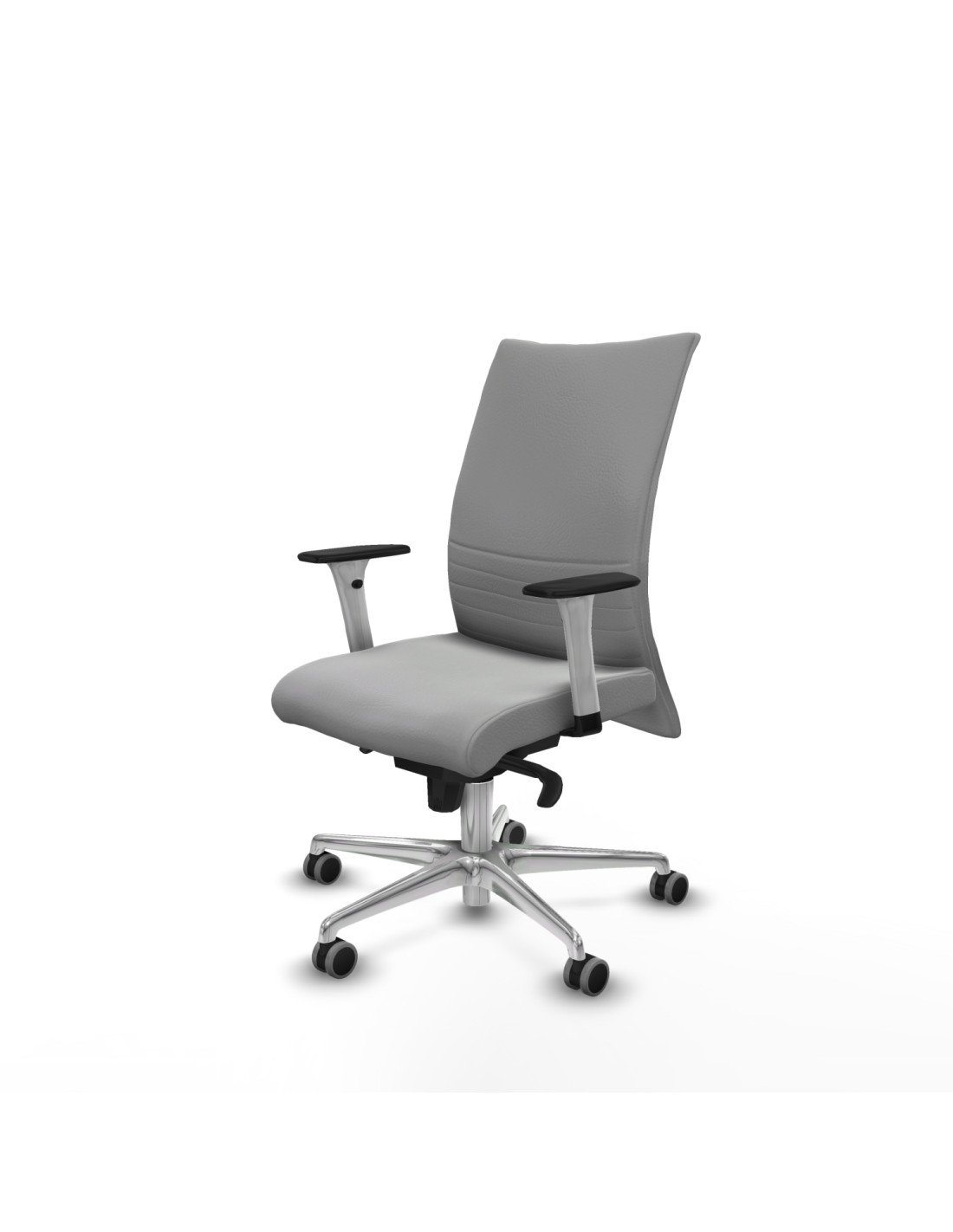 Piqueras y Crespo Albacete confidente sincro similpiel gris claro brazos 1D blancos base aluminio ruedas 65mm engomadas