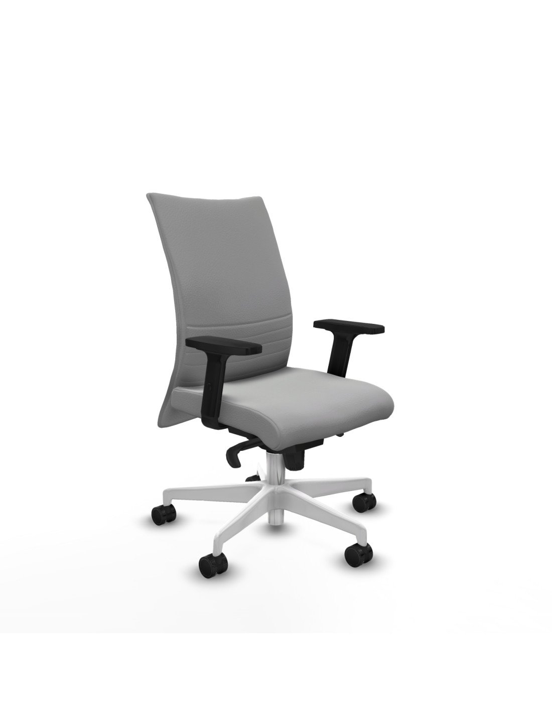 Piqueras y Crespo Albacete confidente sincro similpiel gris claro brazos 2D base blanca ruedas 65 mm nailon