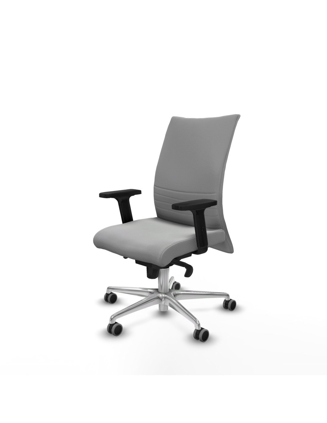 Piqueras y Crespo Albacete confidente sincro similpiel gris claro brazos 2D base aluminio ruedas 65mm engomadas