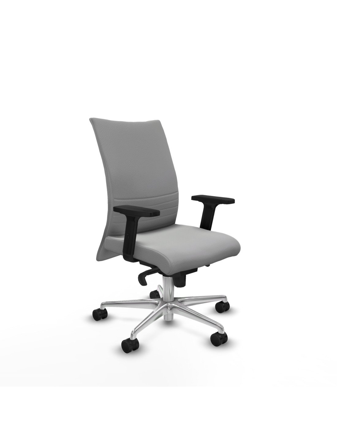 Piqueras y Crespo Albacete confidente sincro similpiel gris claro brazos 2D base aluminio ruedas 65 mm nailon