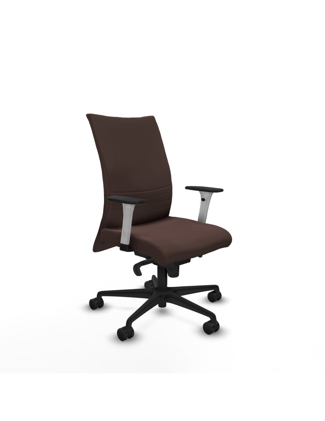 Piqueras y Crespo Albacete confidente sincro similpiel marr?n oscuro brazos 1D blancos base nailon ruedas 65 mm nailon