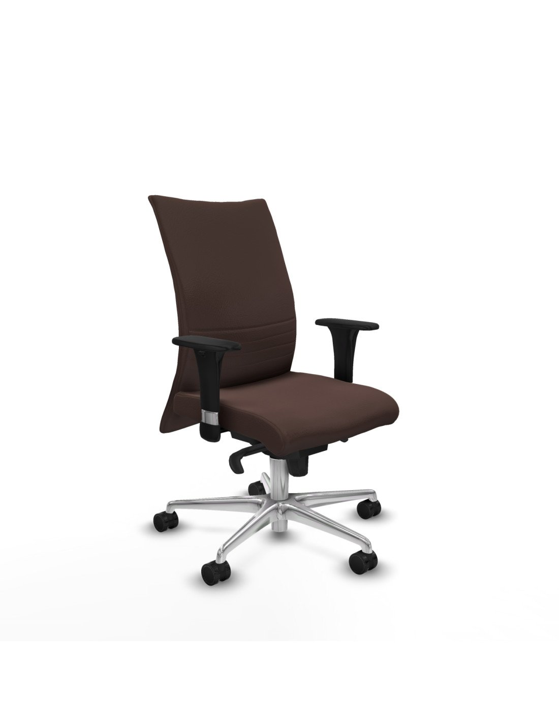 Piqueras y Crespo Albacete confidente sincro similpiel marr?n oscuro brazos 1D base aluminio ruedas 65 mm nailon