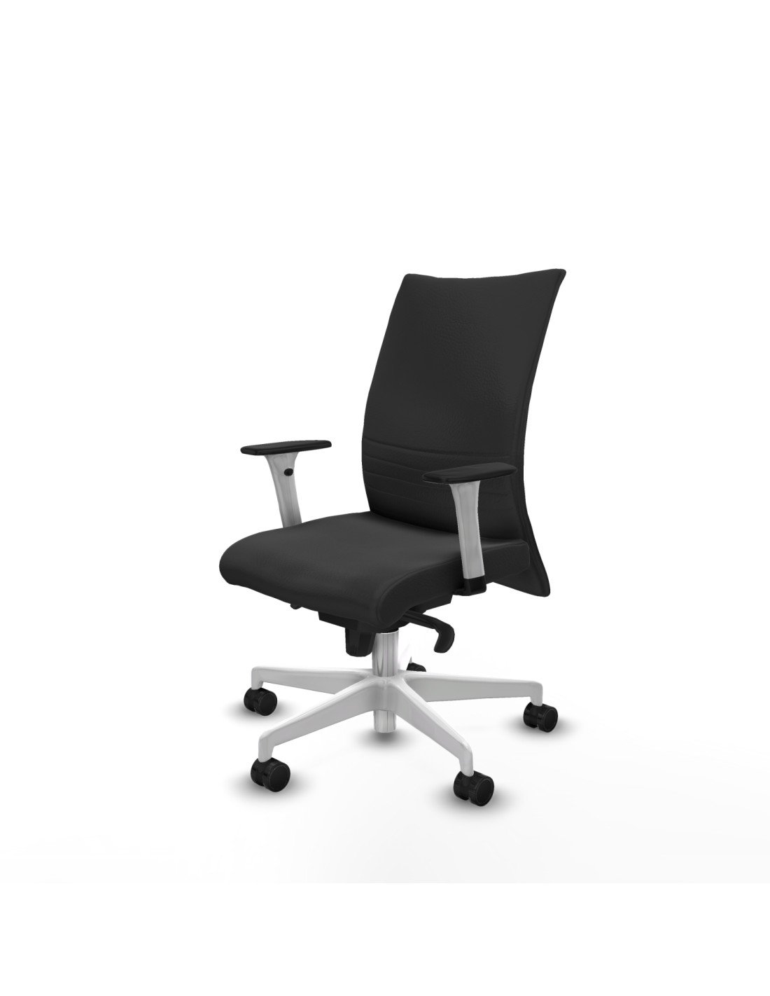 Piqueras y Crespo Albacete confidente sincro similpiel gris oscuro brazos 1D blancos base blanca ruedas 65 mm nailon