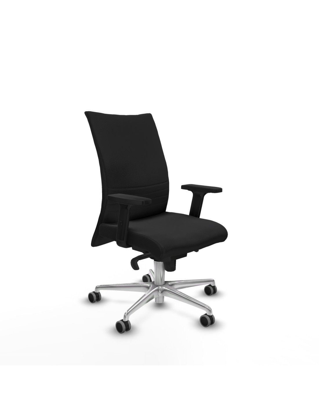 Piqueras y Crespo Albacete confidente sincro similpiel negro brazos 2D base aluminio ruedas 65mm engomadas