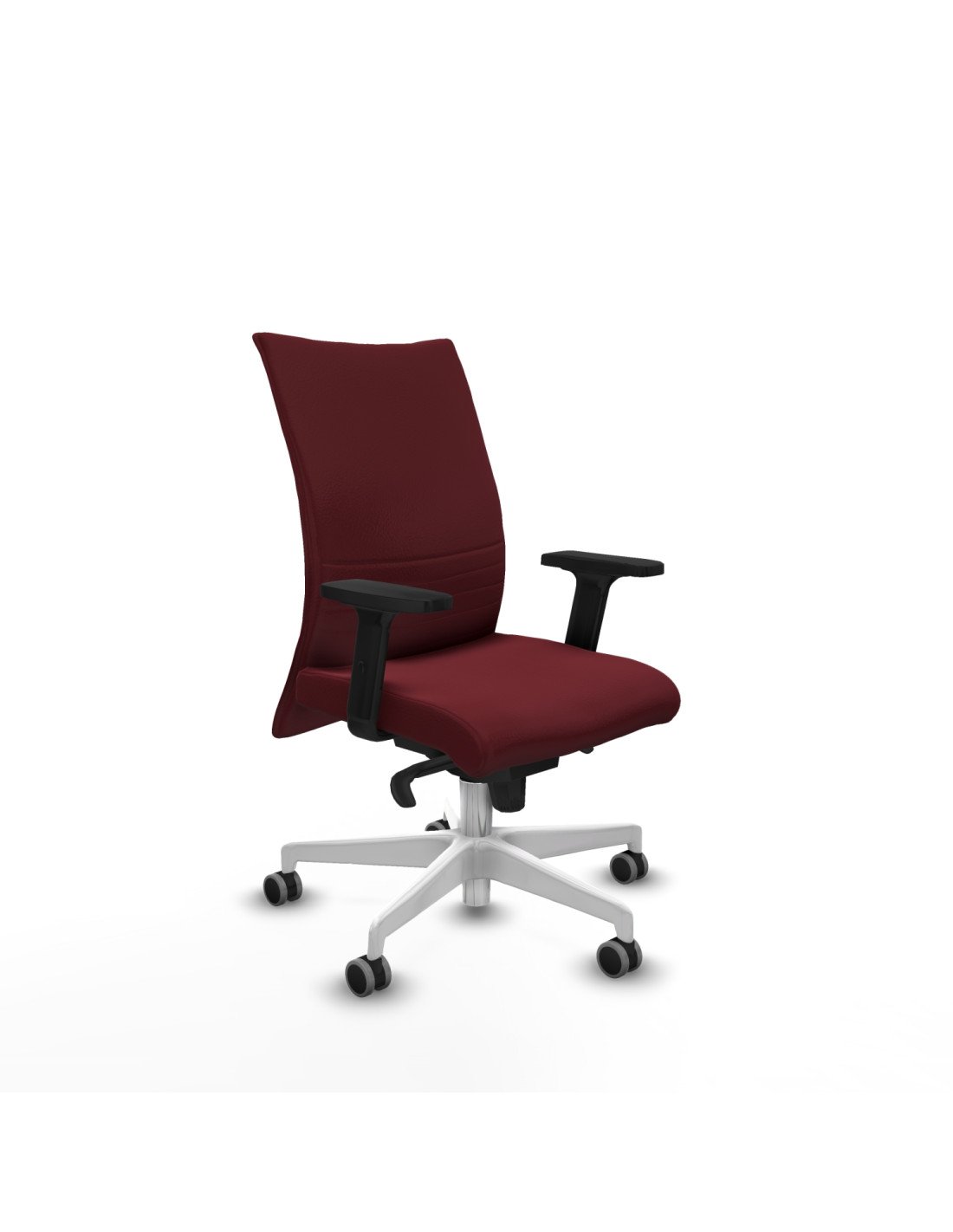 Piqueras y Crespo Albacete confidente sincro similpiel granate brazos 2D base blanca ruedas 65mm engomadas