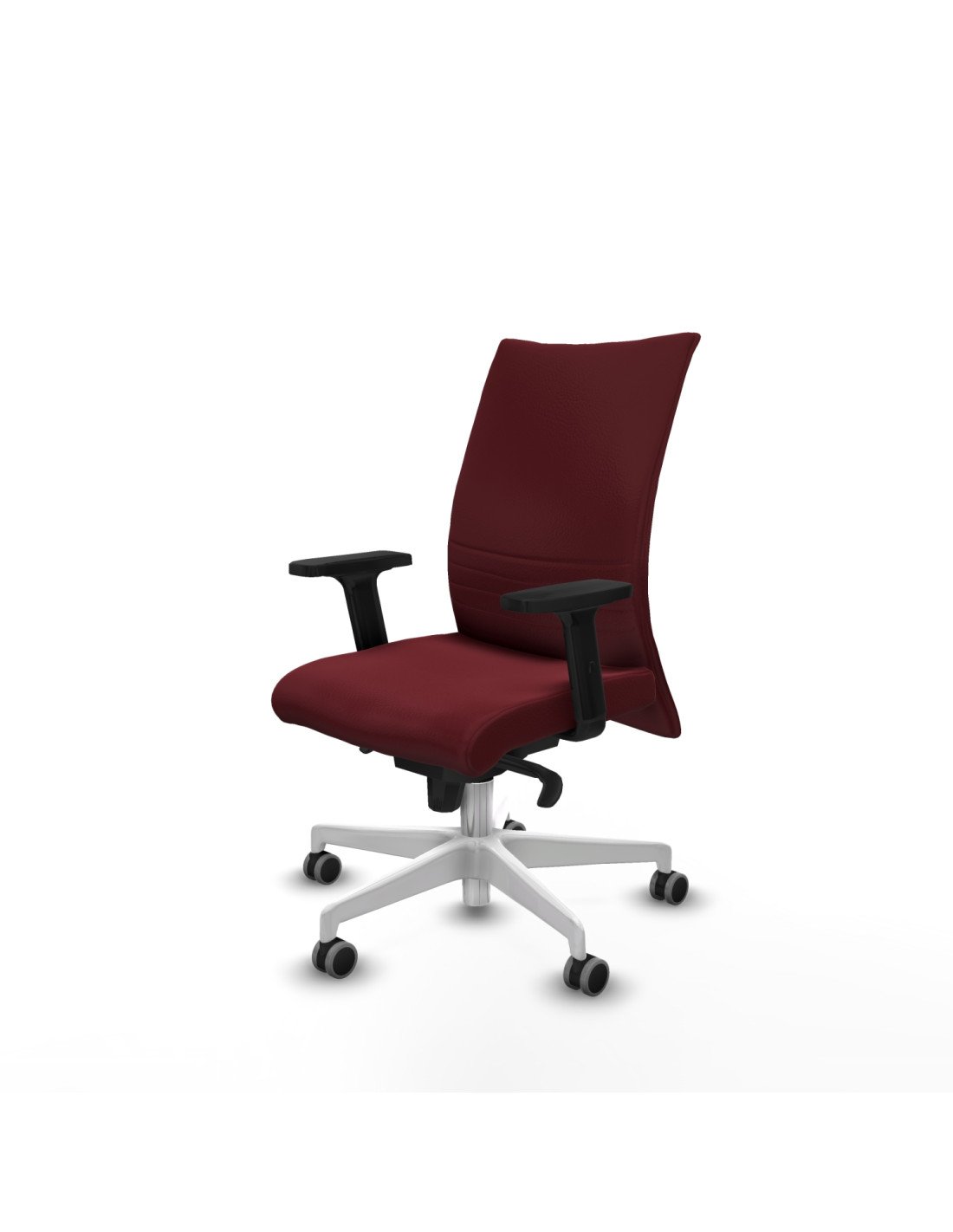 Piqueras y Crespo Albacete confidente sincro similpiel granate brazos 2D base blanca ruedas 65mm engomadas