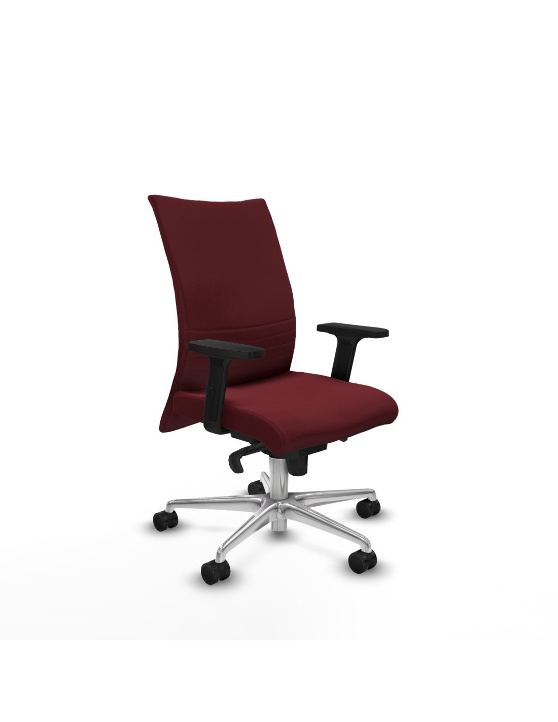 Piqueras y Crespo Albacete confidente sincro similpiel granate brazos 2D base aluminio ruedas 65 mm nailon