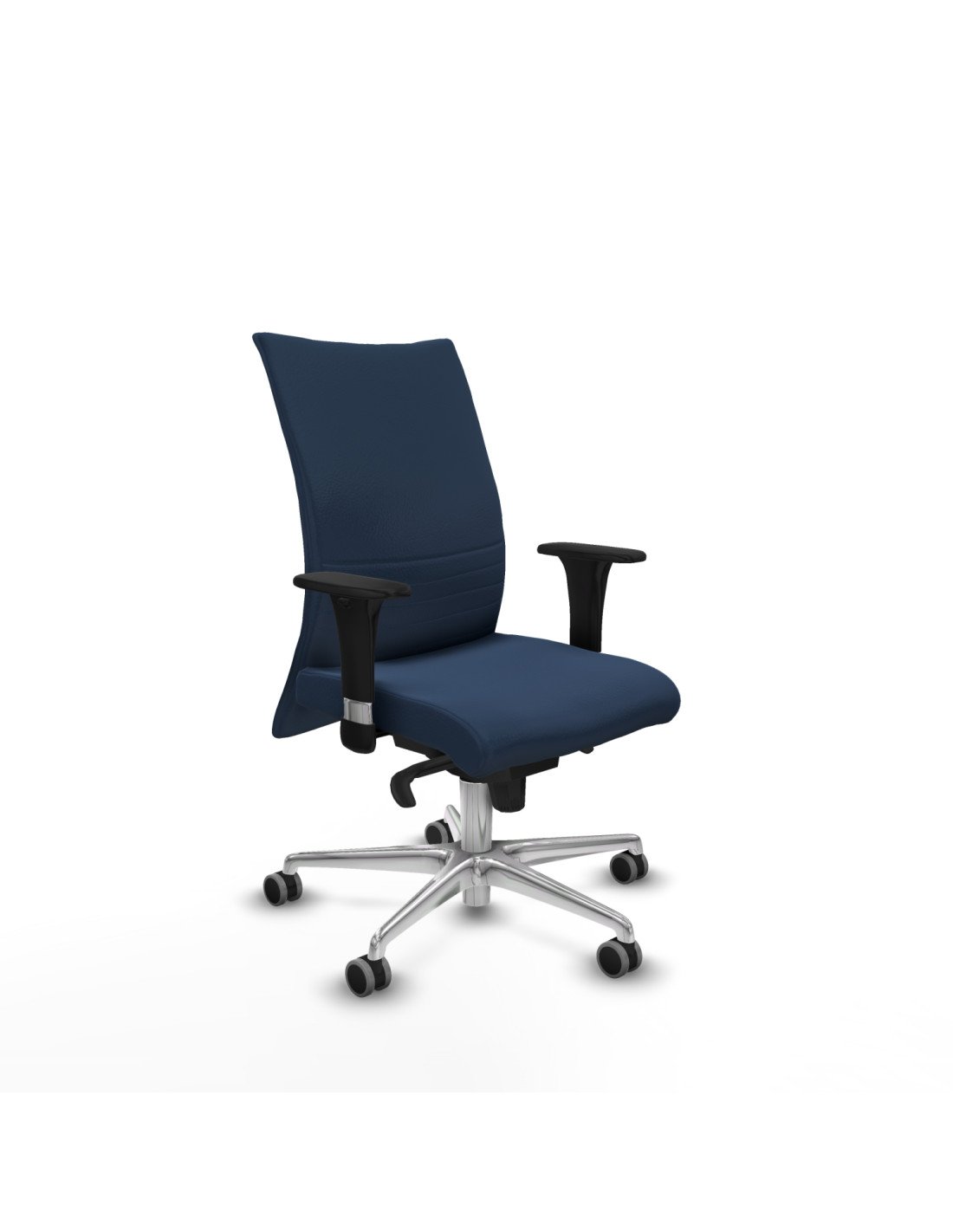 Piqueras y Crespo Albacete confidente XL sincro similpiel azul marino brazos 1D cromados base aluminio ruedas 65mm engomadas