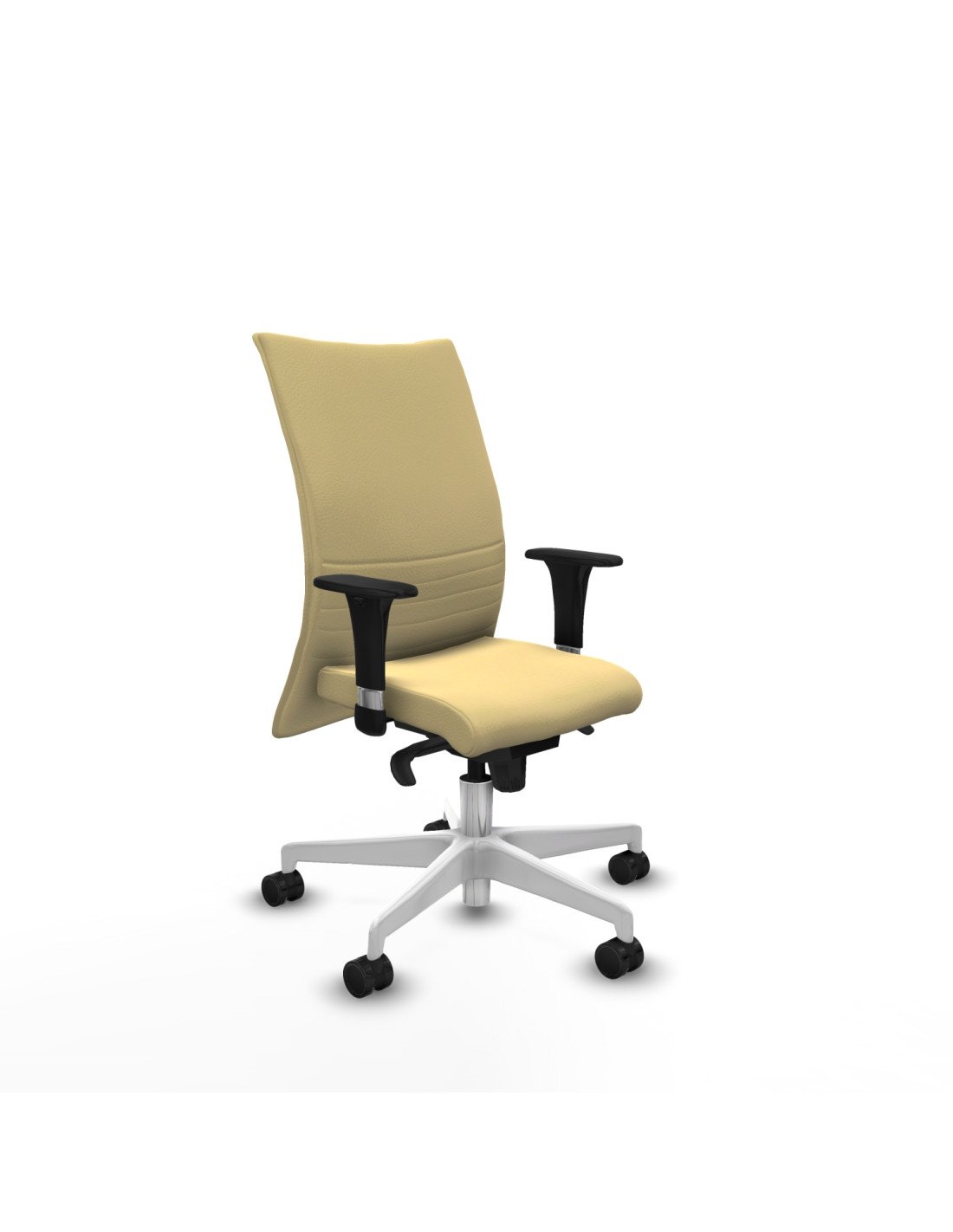 Piqueras y Crespo Albacete confidente XL sincro similpiel crema brazos 1D cromados base blanca ruedas 65 mm nailon