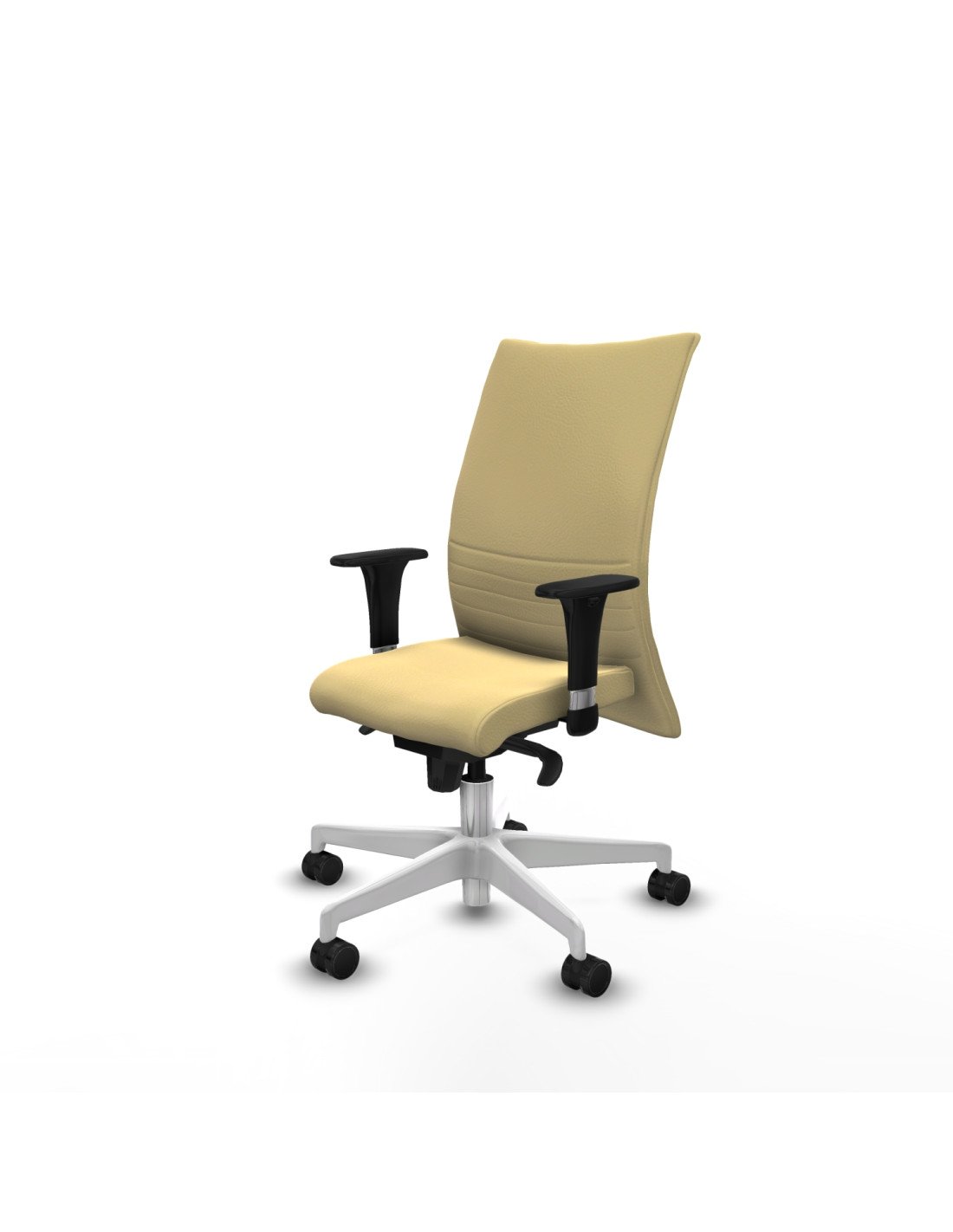 Piqueras y Crespo Albacete confidente XL sincro similpiel crema brazos 1D cromados base blanca ruedas 65 mm nailon