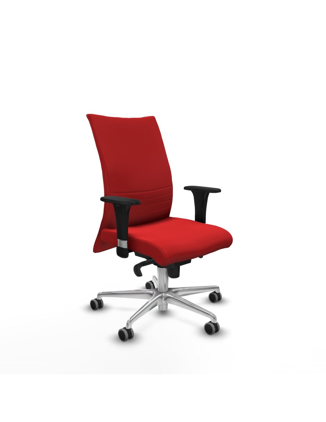 Piqueras y Crespo Albacete confidente XL sincro similpiel rojo brazos 1D cromados base aluminio ruedas 65mm engomadas