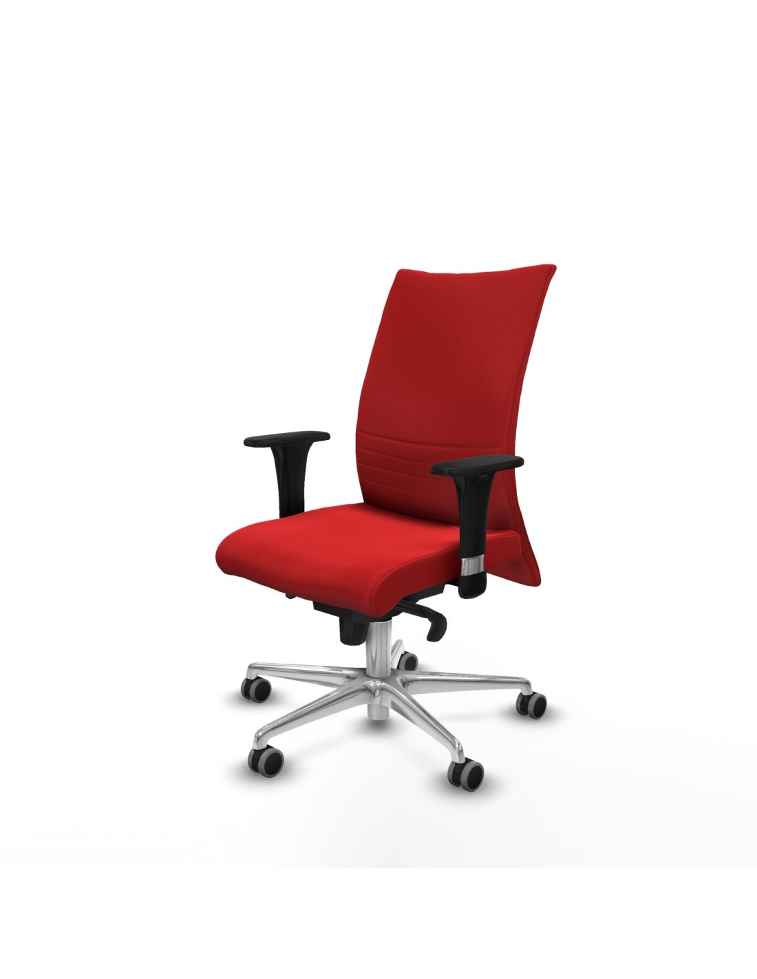 Piqueras y Crespo Albacete confidente XL sincro similpiel rojo brazos 1D cromados base aluminio ruedas 65mm engomadas