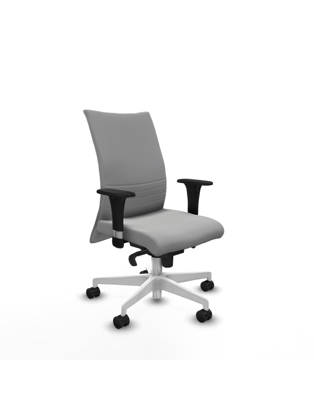 Piqueras y Crespo Albacete confidente XL sincro similpiel gris claro brazos 1D cromados base blanca ruedas 65 mm nailon