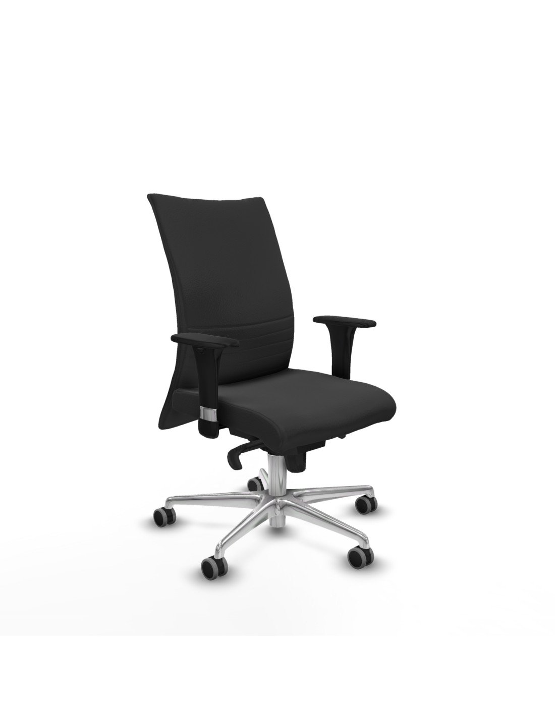 Piqueras y Crespo Albacete confidente XL sincro similpiel gris oscuro brazos 1D cromados base aluminio ruedas 65mm engomadas