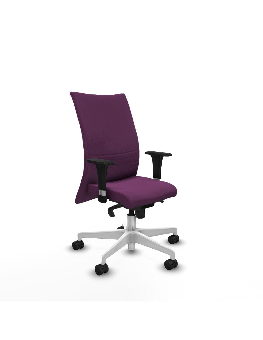 Piqueras y Crespo Albacete confidente XL sincro similpiel morado brazos 1D cromados base blanca ruedas 65 mm nailon