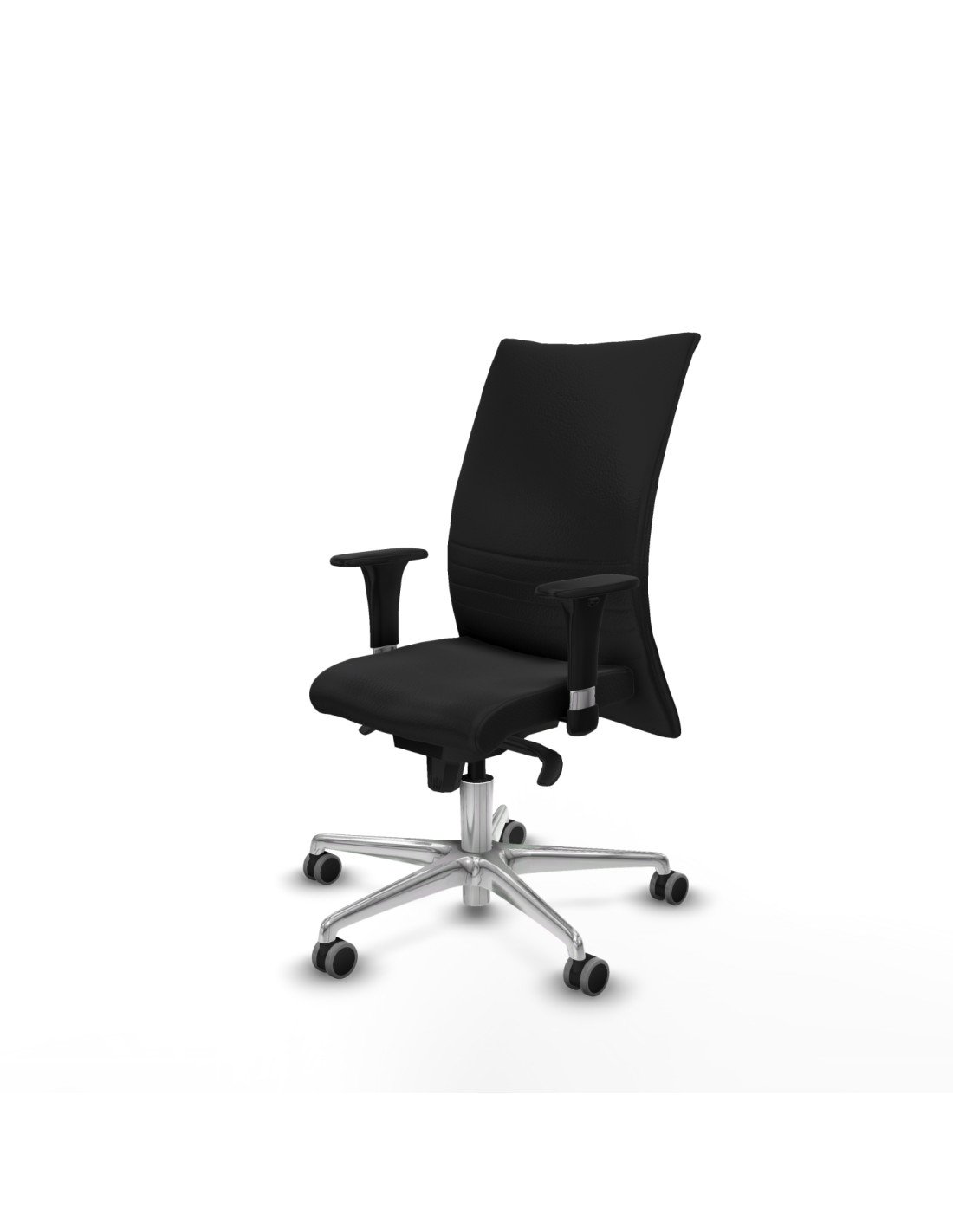 Piqueras y Crespo Albacete confidente XL sincro similpiel negro brazos 1D cromados base aluminio ruedas 65mm engomadas