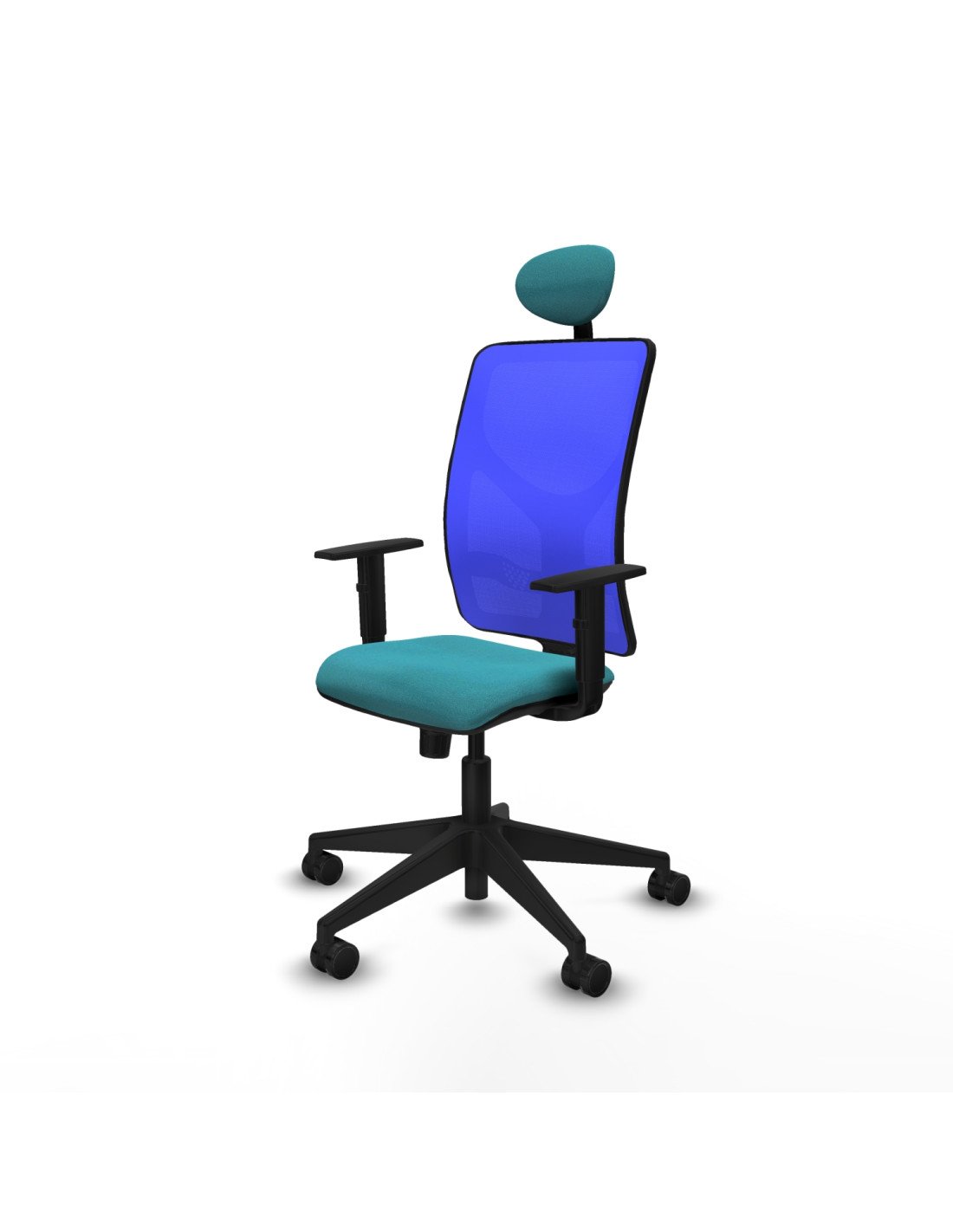 Piqueras y Crespo Motilla sincro malla azul bali turquesa brazos 1D base piramidal cabecero fijo ruedas 65mm nailon