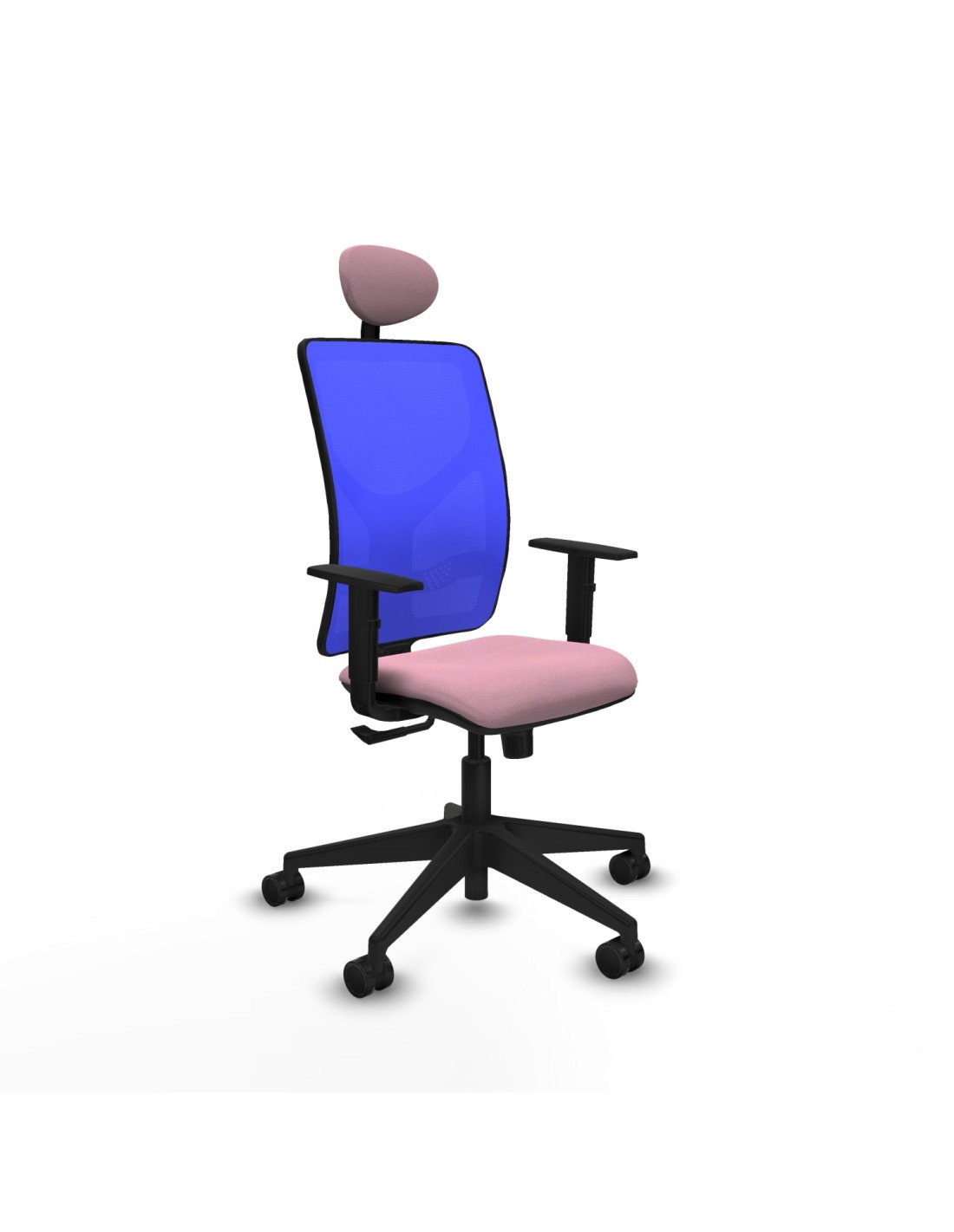 Piqueras y Crespo Motilla sincro malla azul bali rosa brazos 1D base piramidal cabecero fijo ruedas 65mm nailon