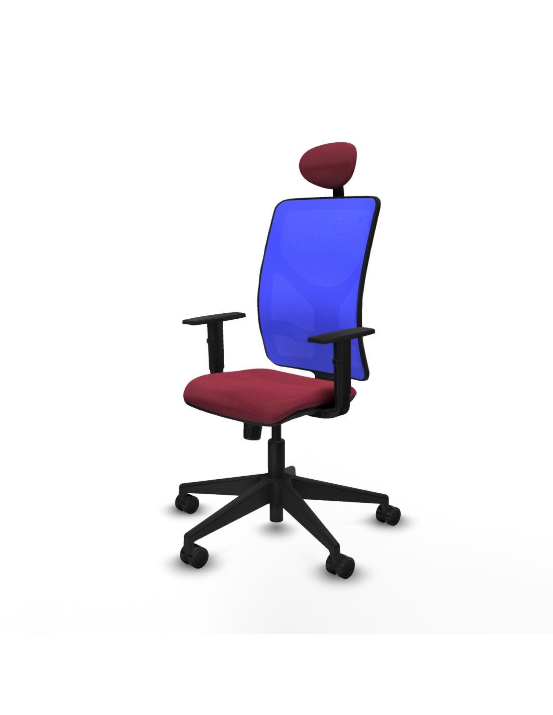 Piqueras y Crespo Motilla sincro malla azul bali granate brazos 1D base piramidal cabecero fijo ruedas 65mm nailon