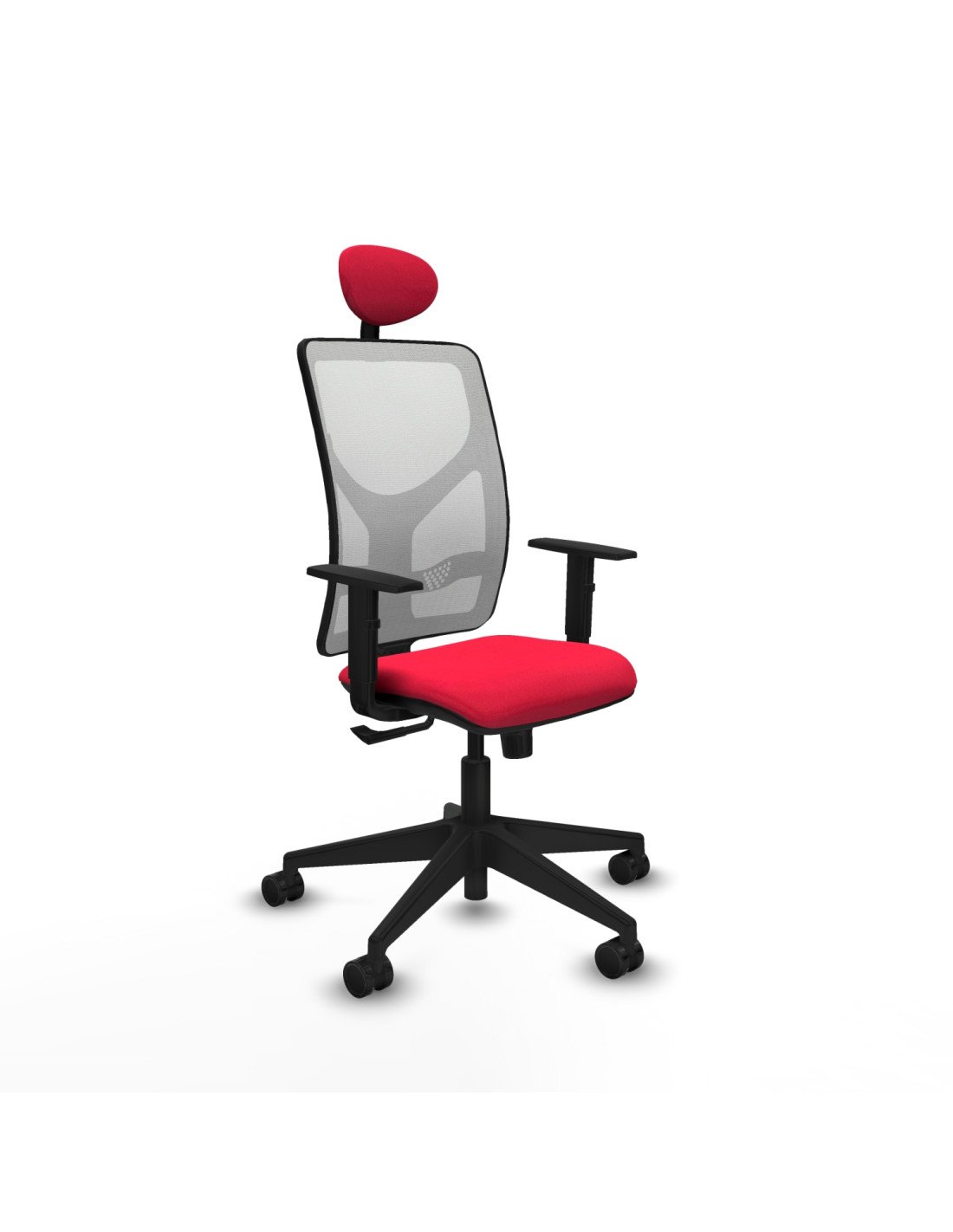 Piqueras y Crespo Motilla sincro malla blanca bali rojo brazos 1D base piramidal cabecero fijo ruedas 65mm nailon