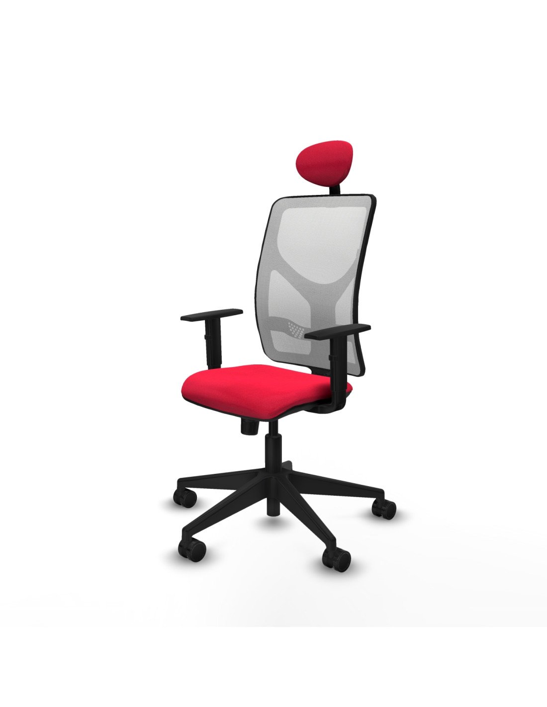 Piqueras y Crespo Motilla sincro malla blanca bali rojo brazos 1D base piramidal cabecero fijo ruedas 65mm nailon