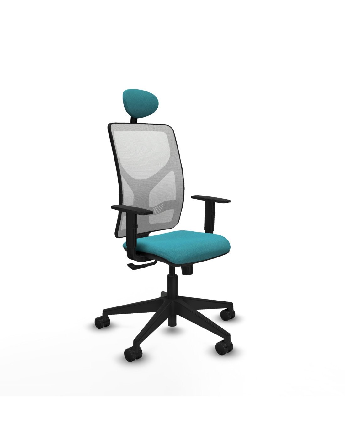 Piqueras y Crespo Motilla sincro malla blanca bali turquesa brazos 1D base piramidal cabecero fijo ruedas 65mm nailon