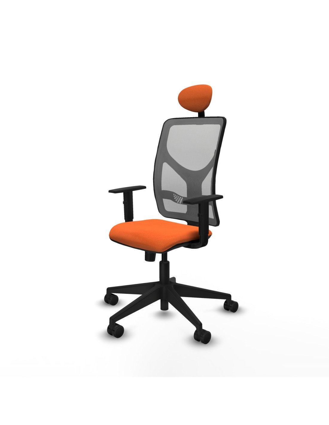 Piqueras y Crespo Motilla sincro malla gris bali naranja brazos 1D base piramidal cabecero fijo ruedas 65mm nailon