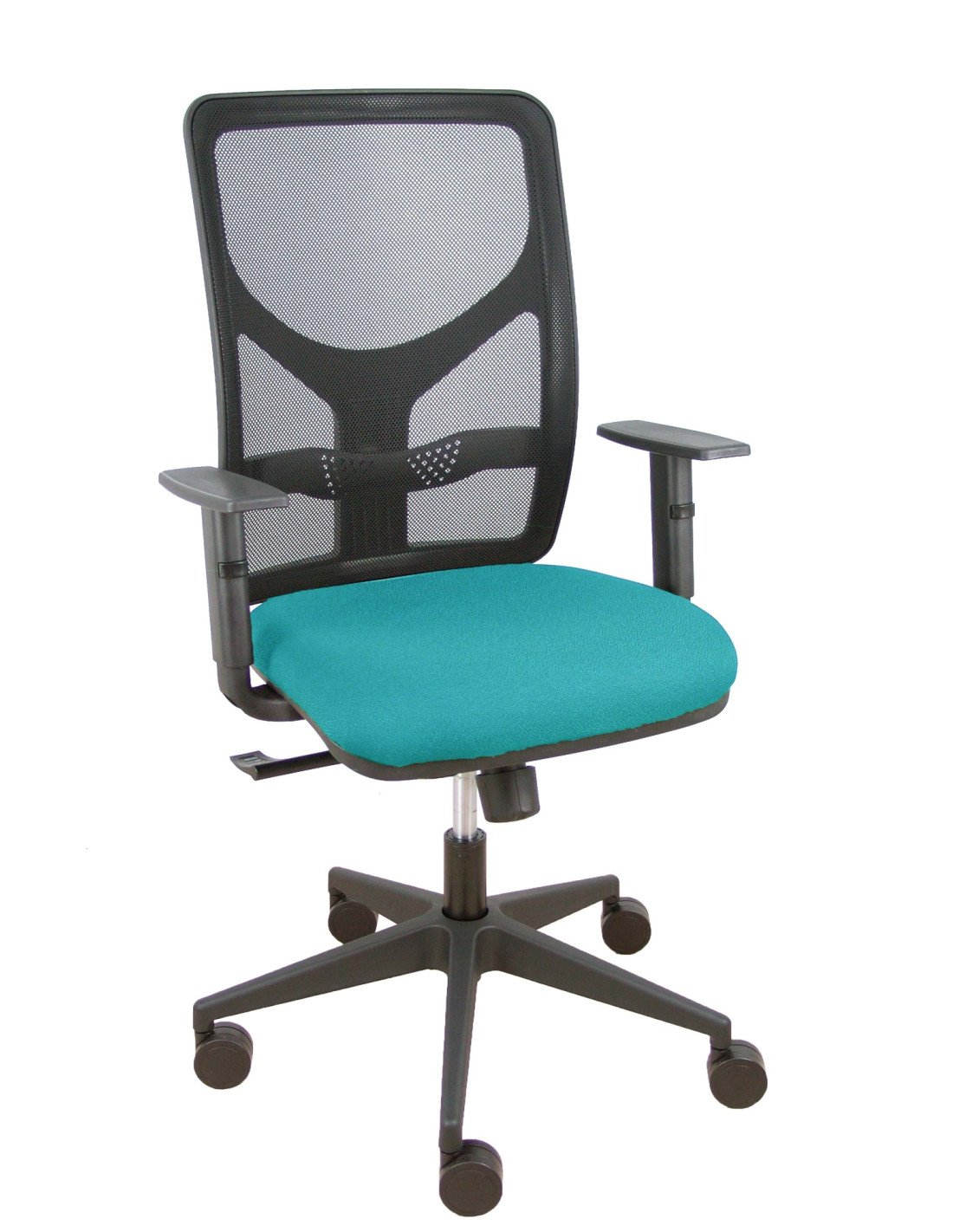 Piqueras y Crespo Silla Motilla sincro malla negra asiento bali turquesa brazos regulables
