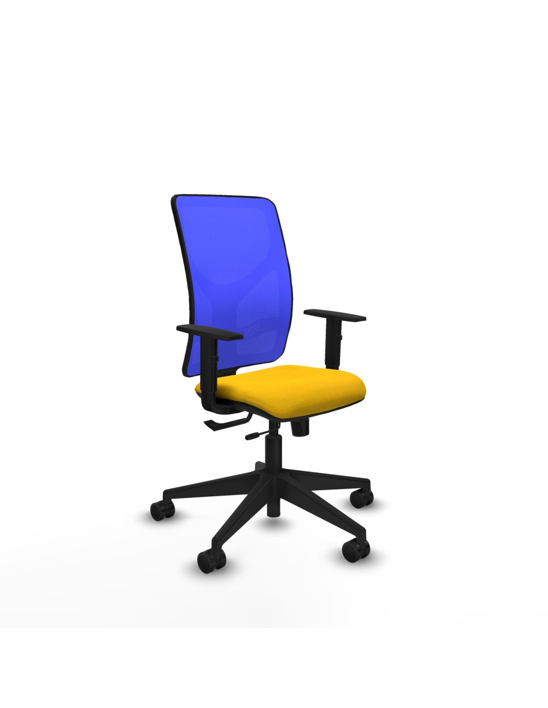 Piqueras y Crespo Motilla traslack malla azul bali amarillo brazos 1D base piramidal  ruedas 65mm nailon