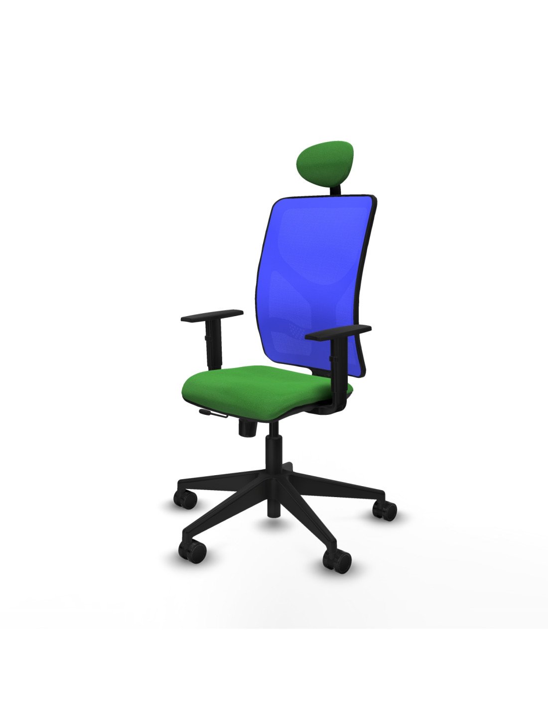 Piqueras y Crespo Motilla traslack malla azul bali verde brazos 1D base piramidal cabecero fijo ruedas 65mm nailon