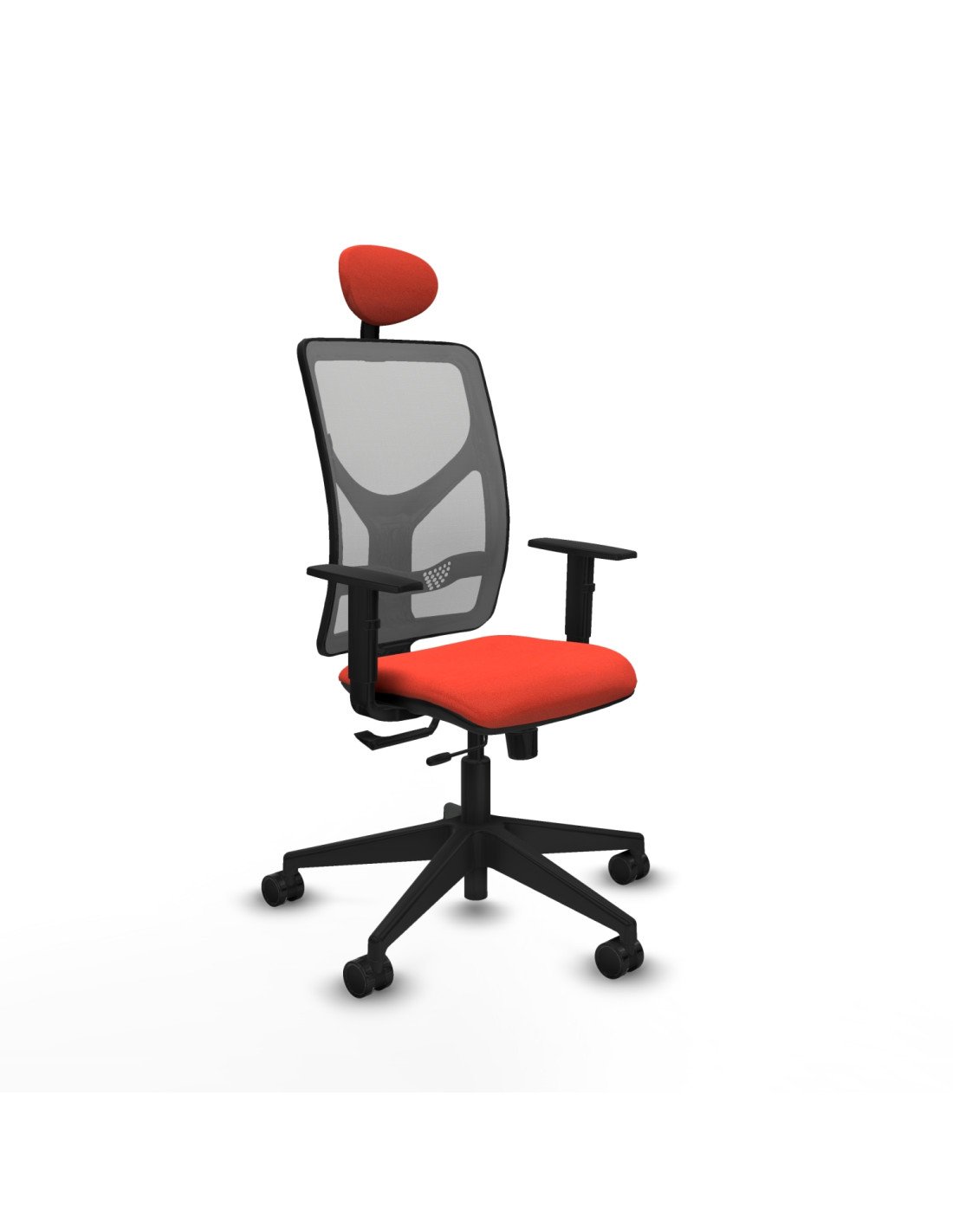 Piqueras y Crespo Motilla traslack malla gris bali naranja oscuro brazos 1D base piramidal cabecero fijo ruedas 65mm nailon