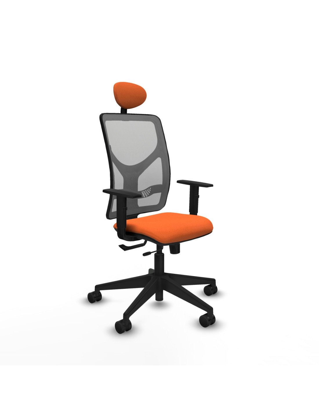 Piqueras y Crespo Motilla traslack malla gris bali naranja brazos 1D base piramidal cabecero fijo ruedas 65mm nailon