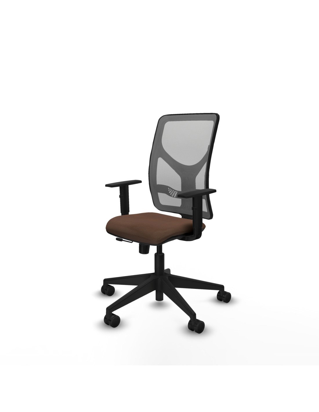 Piqueras y Crespo Motilla traslack malla gris bali marr?n oscuro brazos 1D base piramidal  ruedas 65mm nailon