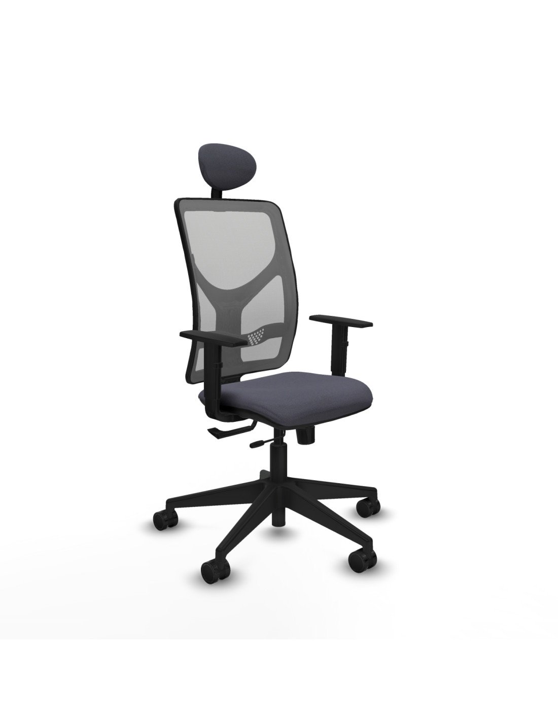 Piqueras y Crespo Motilla traslack malla gris bali gris oscuro brazos 1D base piramidal cabecero fijo ruedas 65mm nailon