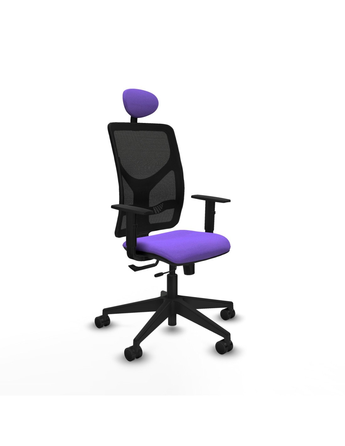 Piqueras y Crespo Motilla traslack malla negra bali lila brazos 1D base piramidal cabecero fijo ruedas 65mm nailon