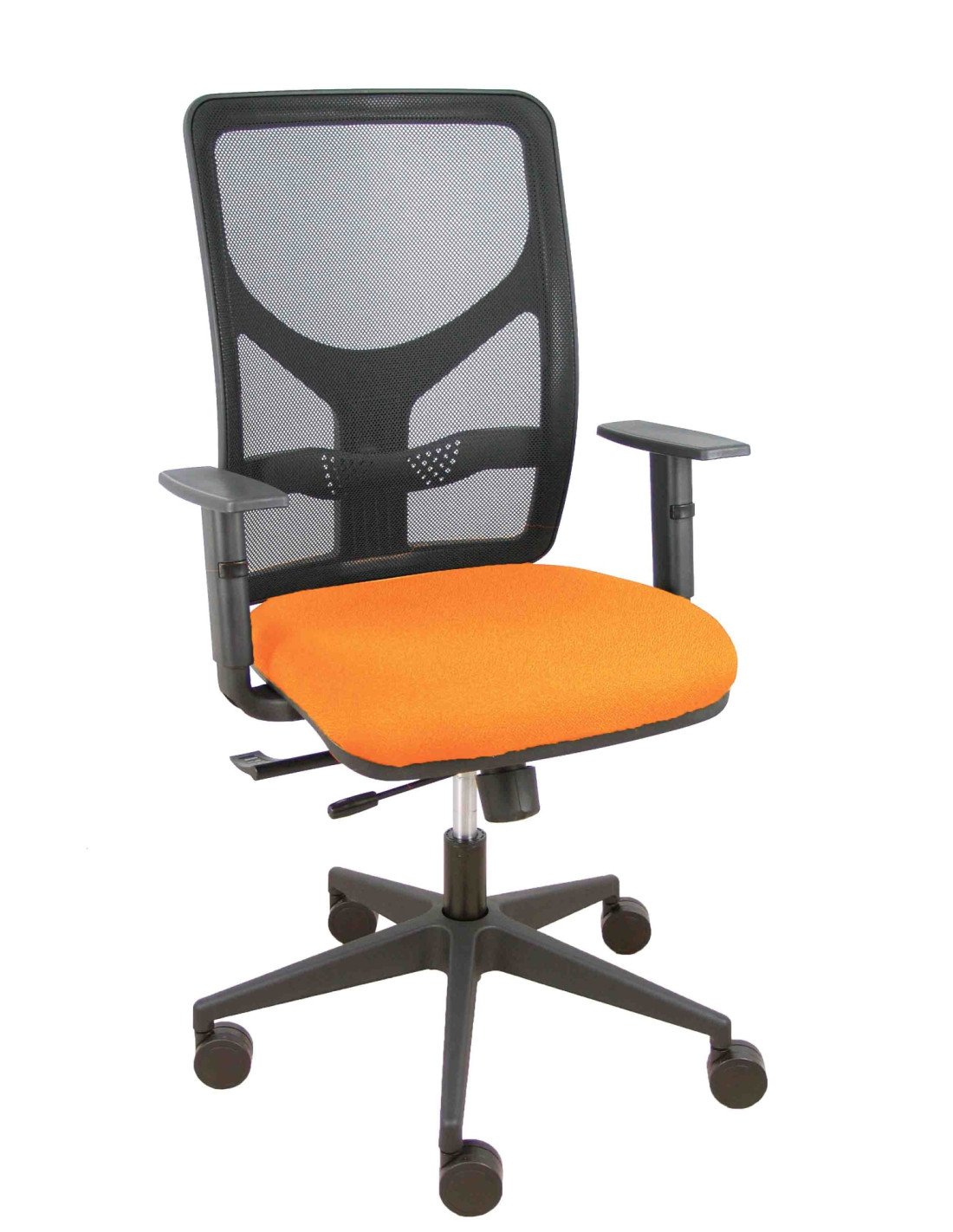 Piqueras y Crespo Silla Motilla traslack malla negra asiento bali naranja brazo regulable