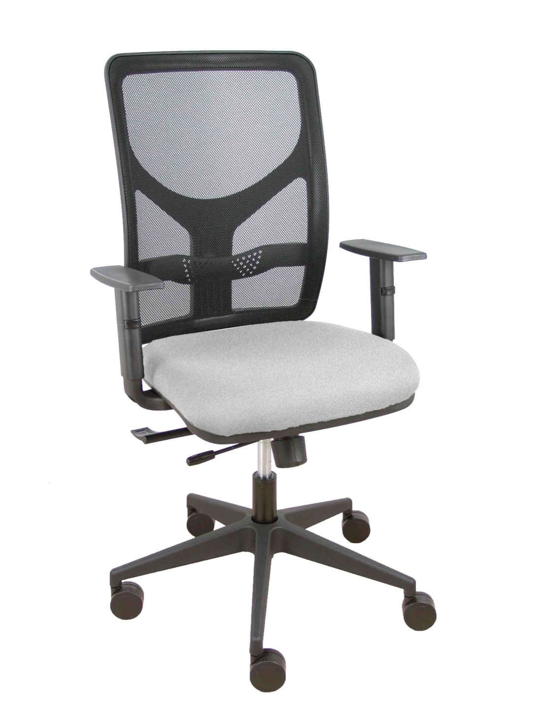 Piqueras y Crespo Silla Motilla traslack malla negra asiento bali gris claro brazo regulable