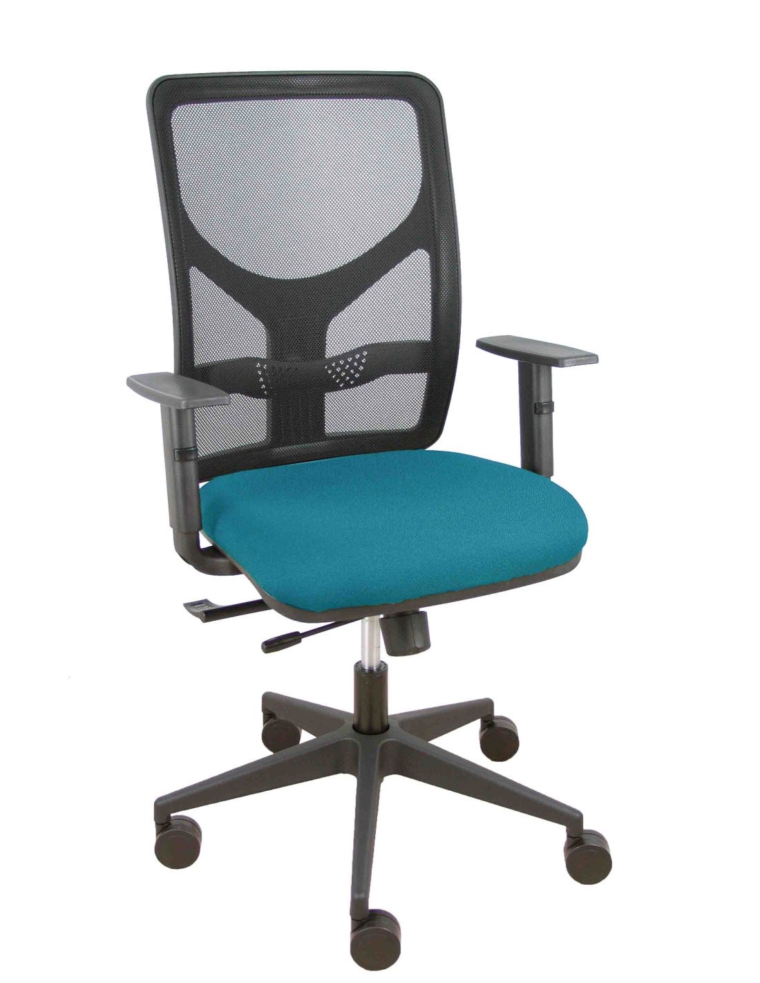 Piqueras y Crespo Silla Motilla traslack malla negra asiento bali verde petr?leo brazo regulable