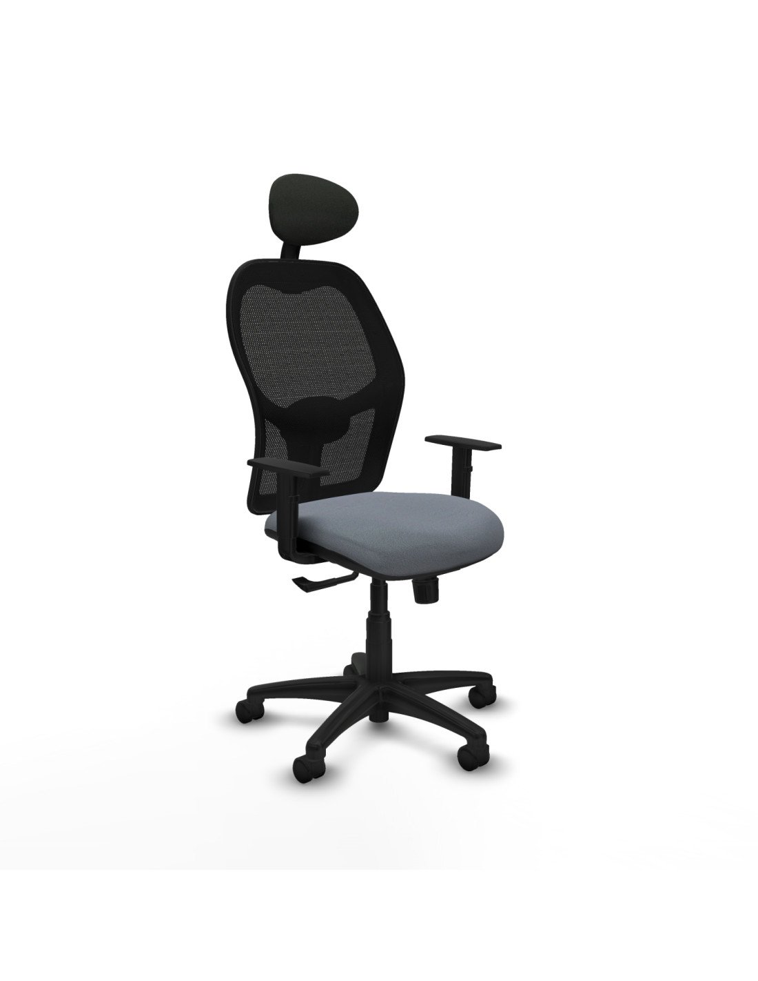 Piqueras y Crespo Aloc?n sincro malla negra bali gris brazos 1D base poliamida cabecero fijo ruedas nailon 50mm