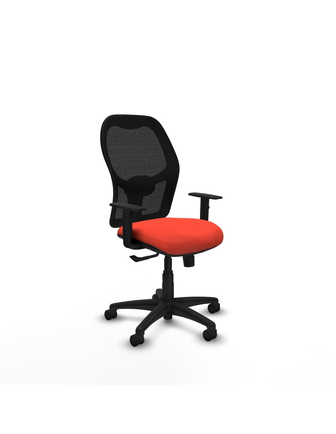 Piqueras y Crespo Aloc?n sincro malla negra bali naranja oscuro brazos 1D base poliamida  ruedas nailon 50mm