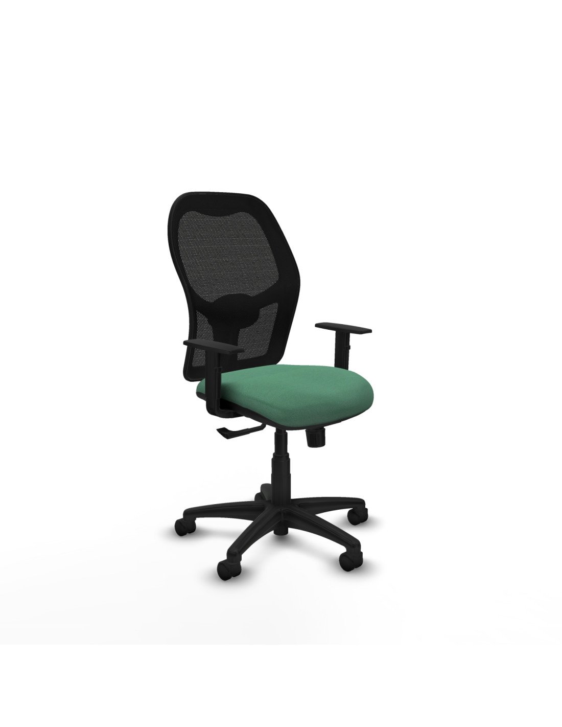 Piqueras y Crespo Aloc?n sincro malla negra bali verde esmeralda brazos 1D base poliamida  ruedas nailon 50mm