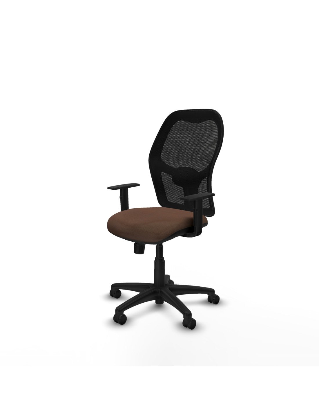 Piqueras y Crespo Aloc?n sincro malla negra bali marr?n oscuro brazos 1D base poliamida  ruedas engomadas 50mm