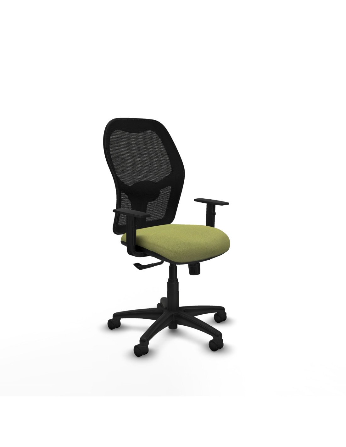 Piqueras y Crespo Aloc?n sincro malla negra bali verde oliva brazos 1D base poliamida ruedas nailon 50mm