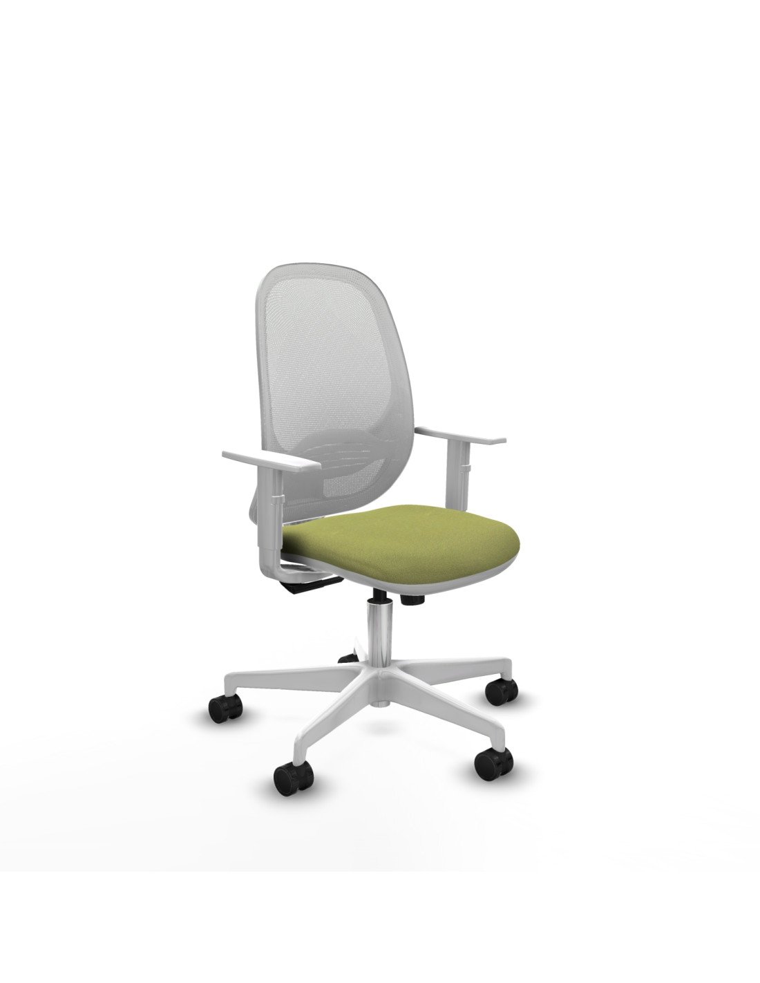 Piqueras y Crespo Cilanco blanca sincro malla blanca bali verde oliva brazos blancos base blanca ruedas 65mm nailon