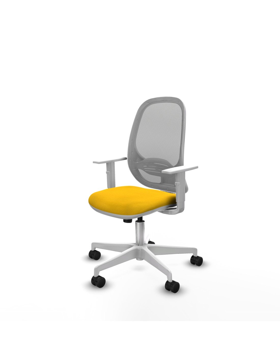 Piqueras y Crespo Cilanco blanca sincro malla gris bali amarillo brazos blancos base blanca ruedas 65mm nailon