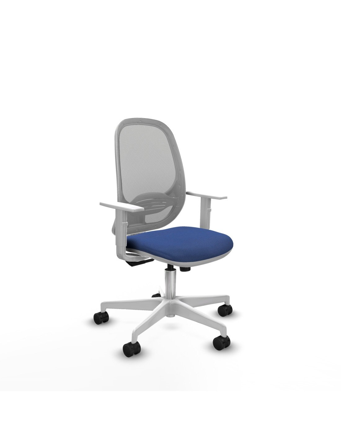 Piqueras y Crespo Cilanco blanca sincro malla gris bali azul marino brazos blancos base blanca ruedas 65mm nailon