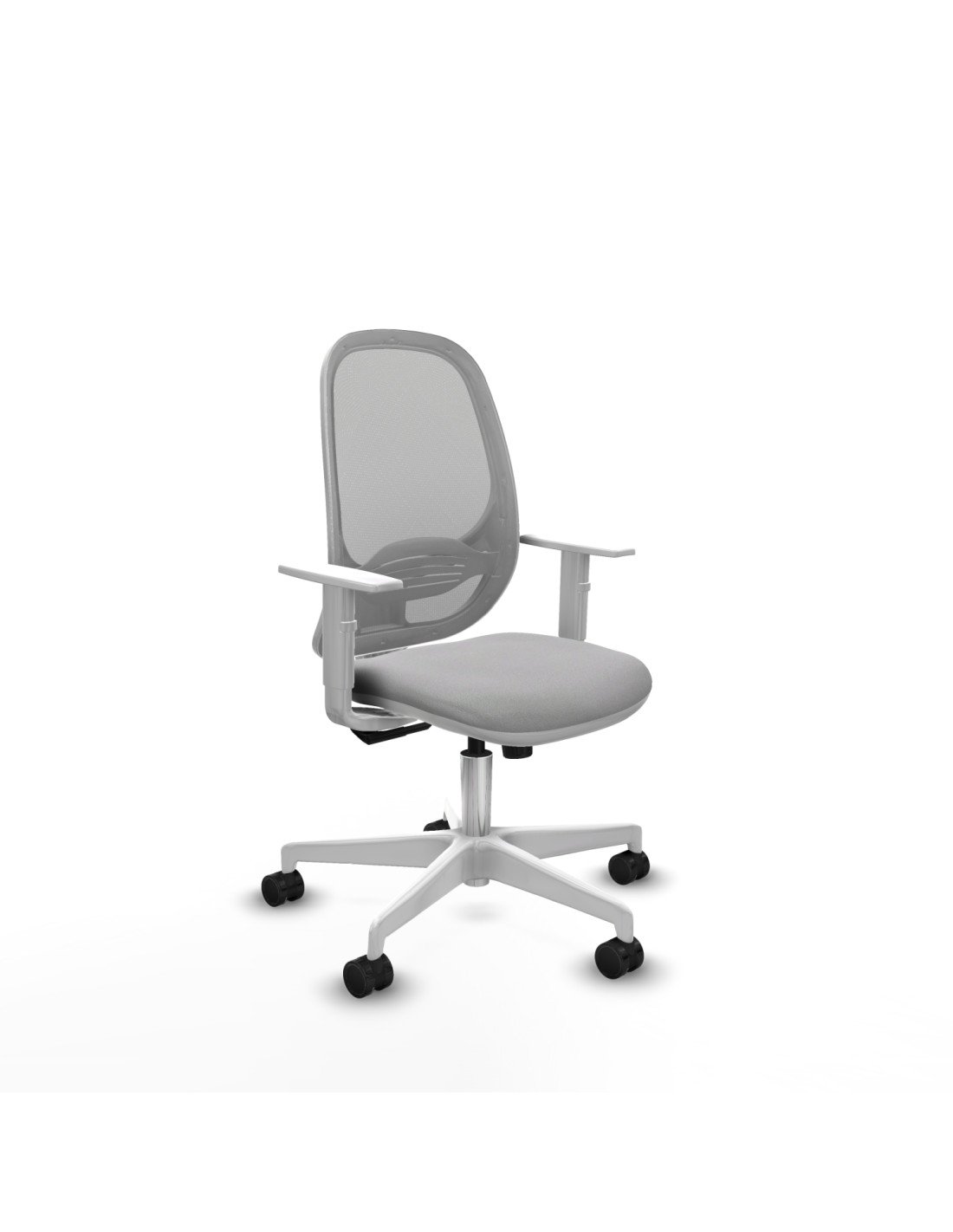 Piqueras y Crespo Cilanco blanca sincro malla gris bali gris claro brazos blancos base blanca ruedas 65mm nailon