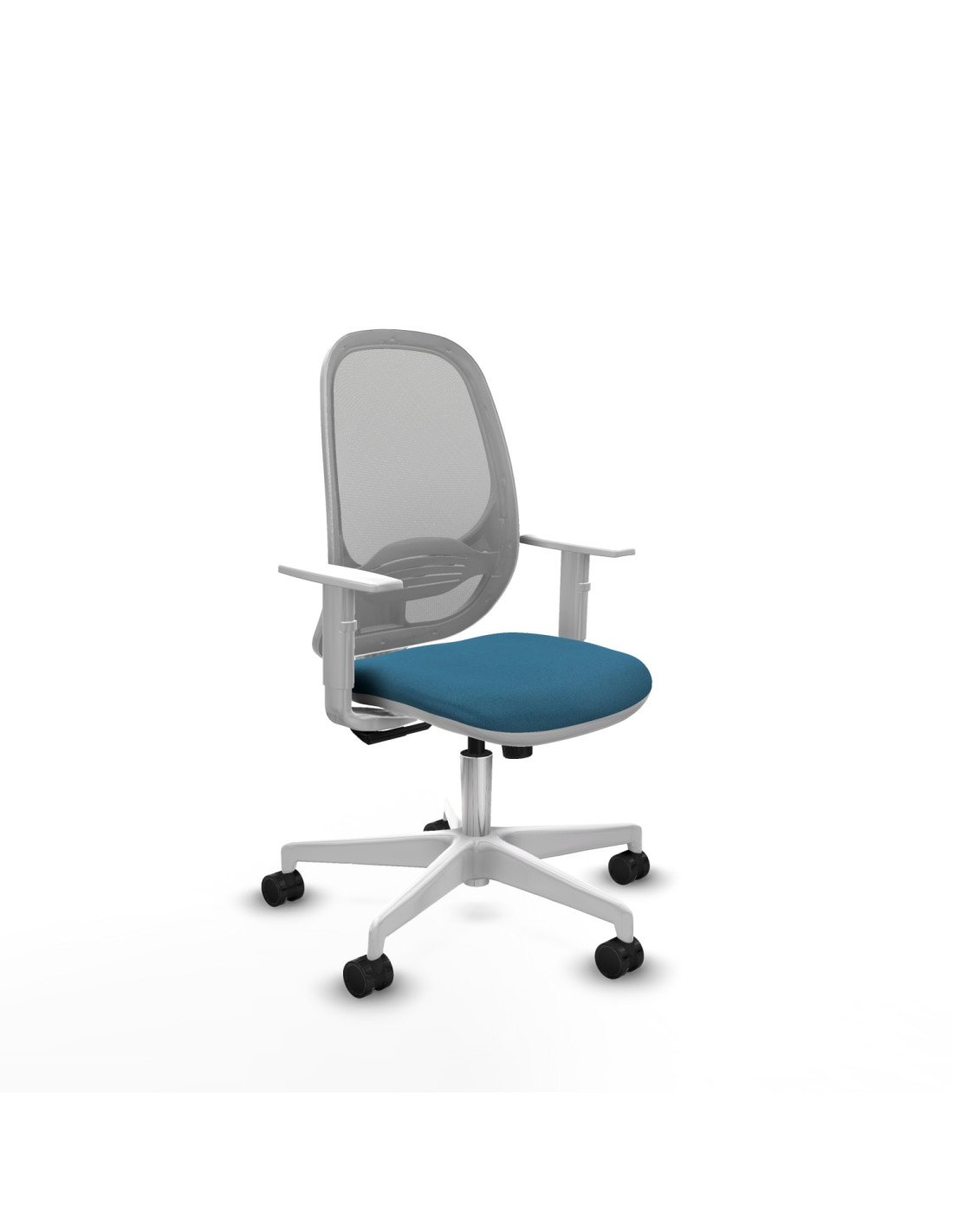 Piqueras y Crespo Cilanco blanca sincro malla gris bali verde petroleo brazos blancos base blanca ruedas 65mm nailon