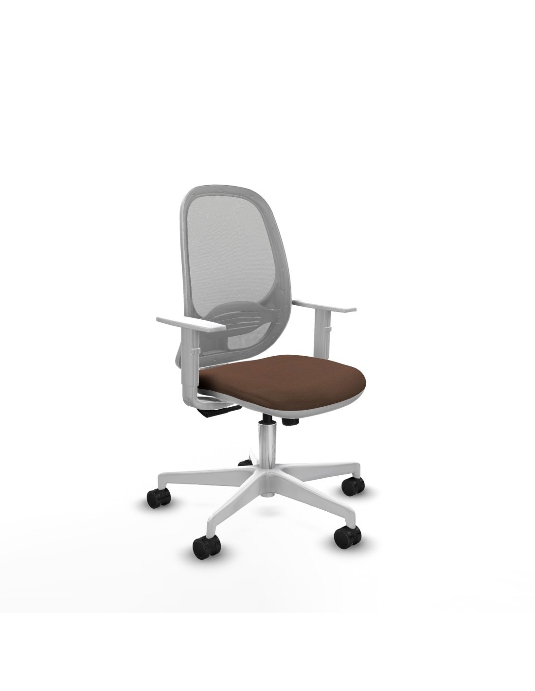 Piqueras y Crespo Cilanco blanca sincro malla gris bali marr?n oscuro brazos blancos base blanca ruedas 65mm nailon