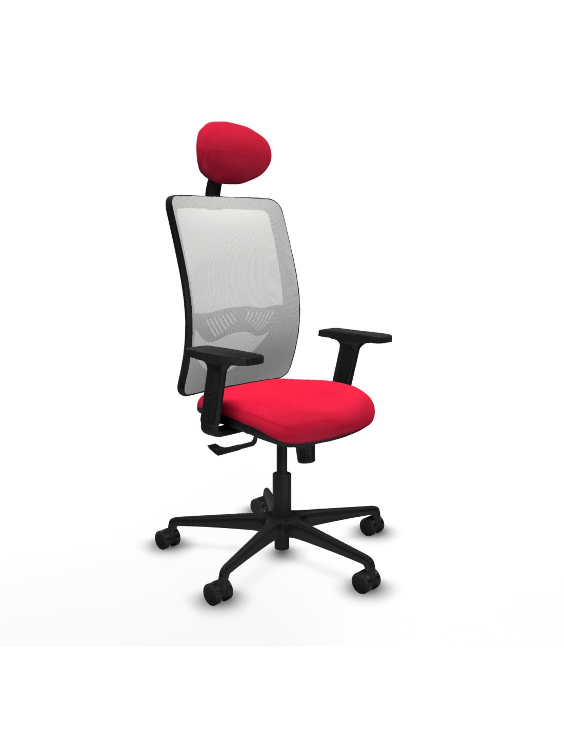 Piqueras y Crespo Zulema sincro malla blanca bali rojo brazos 2D base nailon cabecero fijo ruedas 65mm nailon